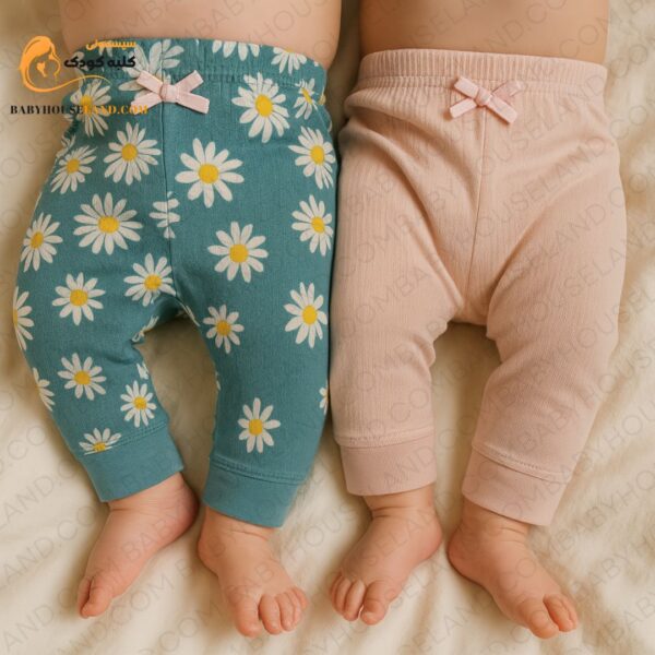 شلوار ۲عددی طرح گل hudson baby 01298