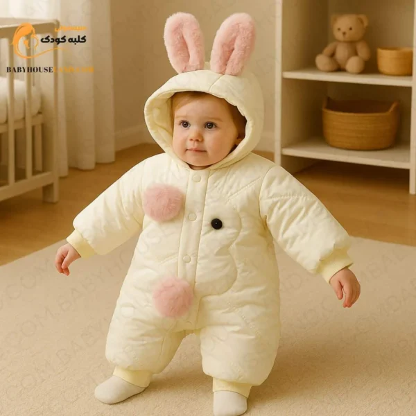 کاپشن سرهمی کلاه دار نوزادی دخترانه pf274