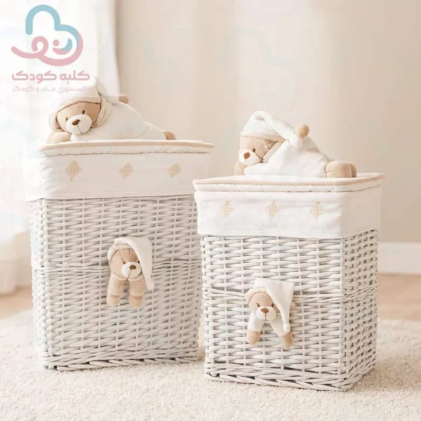 سبد اسباب بازی نوزاد ۲تیکه طرح خرسFly By Fly ۱۶۲۱۳