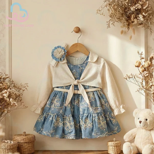 پیراهن دخترانه ۴تیکه top kids ۲۳۱۱